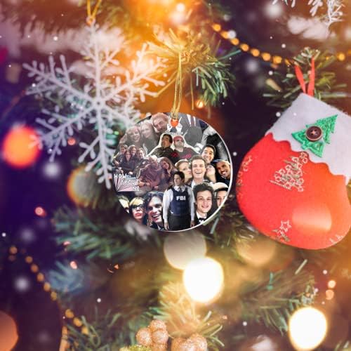 קישוטים עץ חג המולד מעגל פלילי מעגל מוחות קולאז 'אקרילי X-Mas תפאורה ביתית לחגים, קישוטים לעצים ואירועים, קישוט מסיבות,